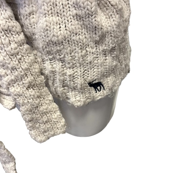 ABERCROMBIE & Fitch Chunky Knit Wool Cardigan Small Belted - Picture 3 of 10